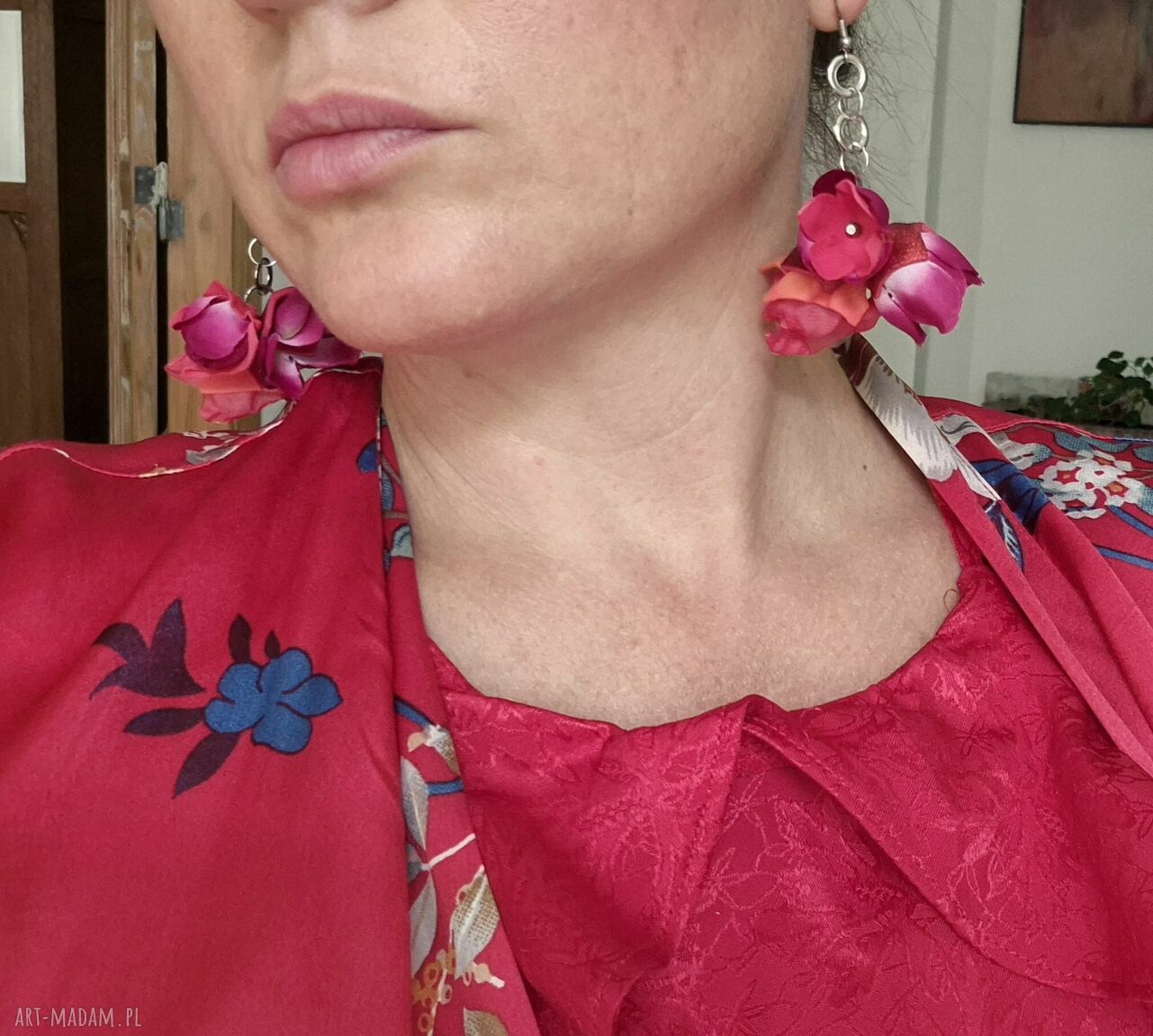 Kolczyki Kwiaty Lekkie Kolorowe Boho - Handmade