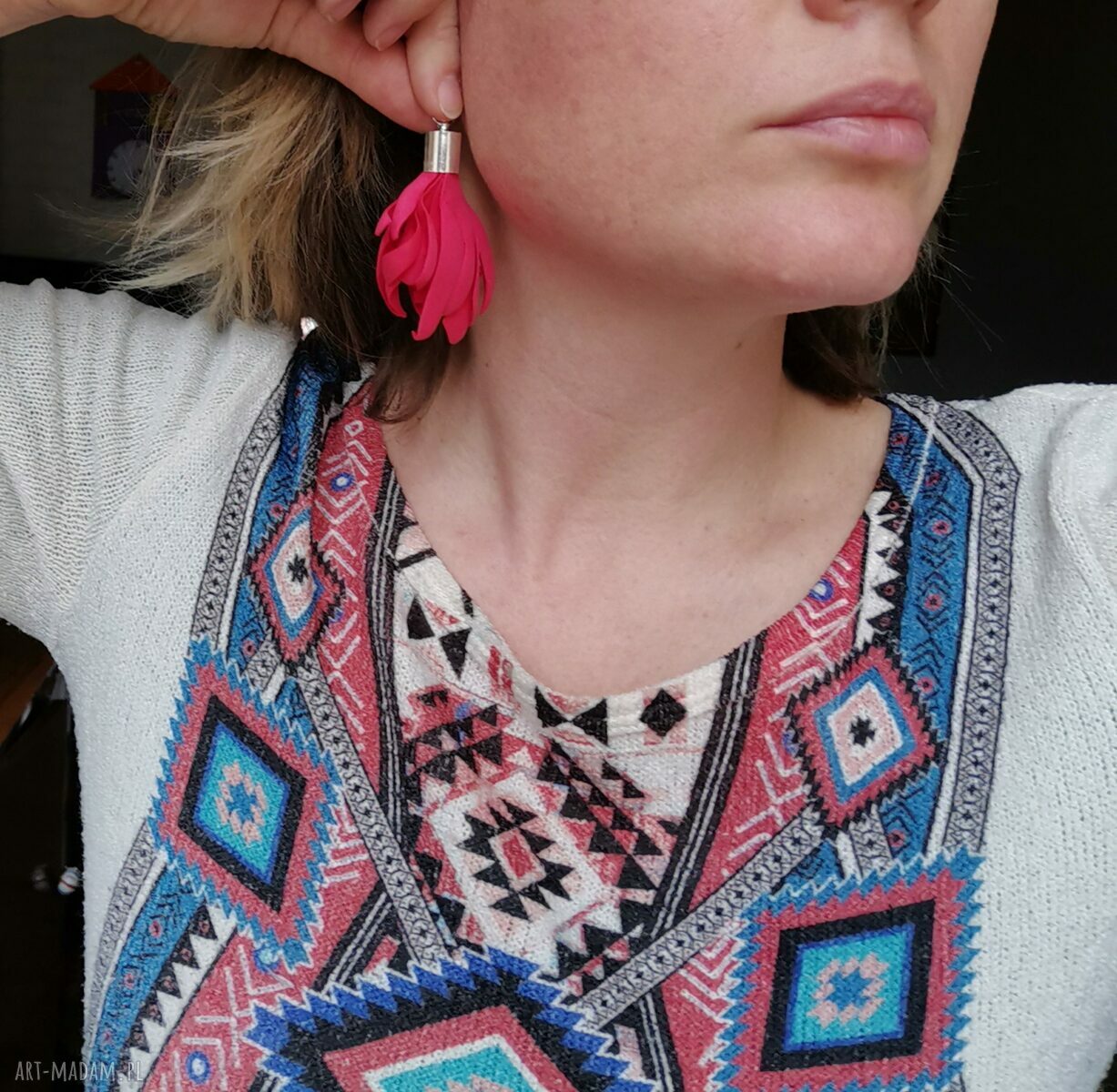 Klipsy kwiaty lekkie box x1 - folk orient etno boho (Ruda Klara)