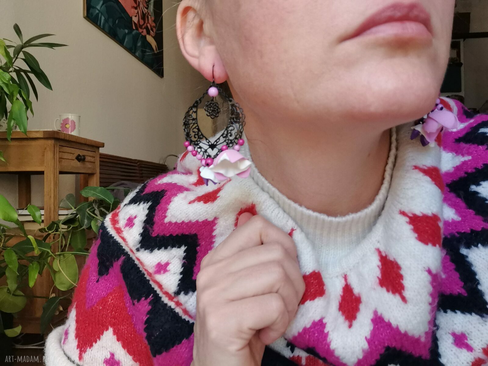 Kolczyki Kwiaty Boho - Lekkie Frędzle