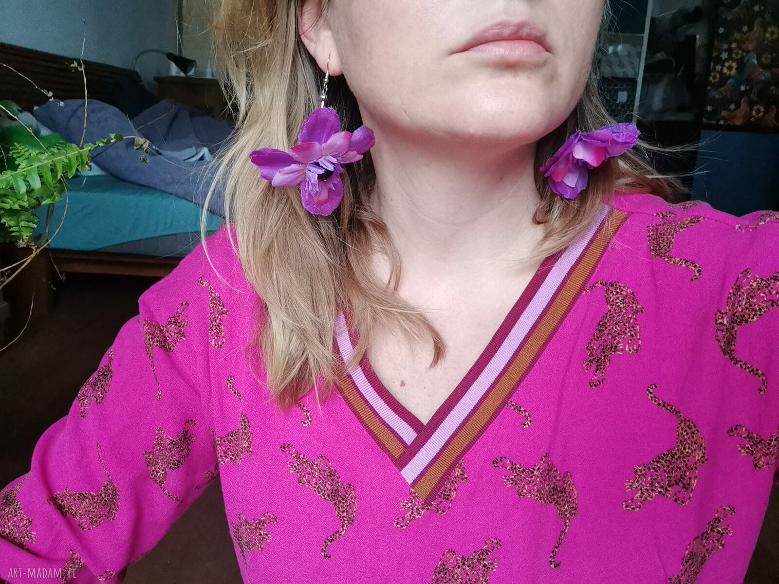 Kwiatowe, lekkie i duże kolczyki boho Frida