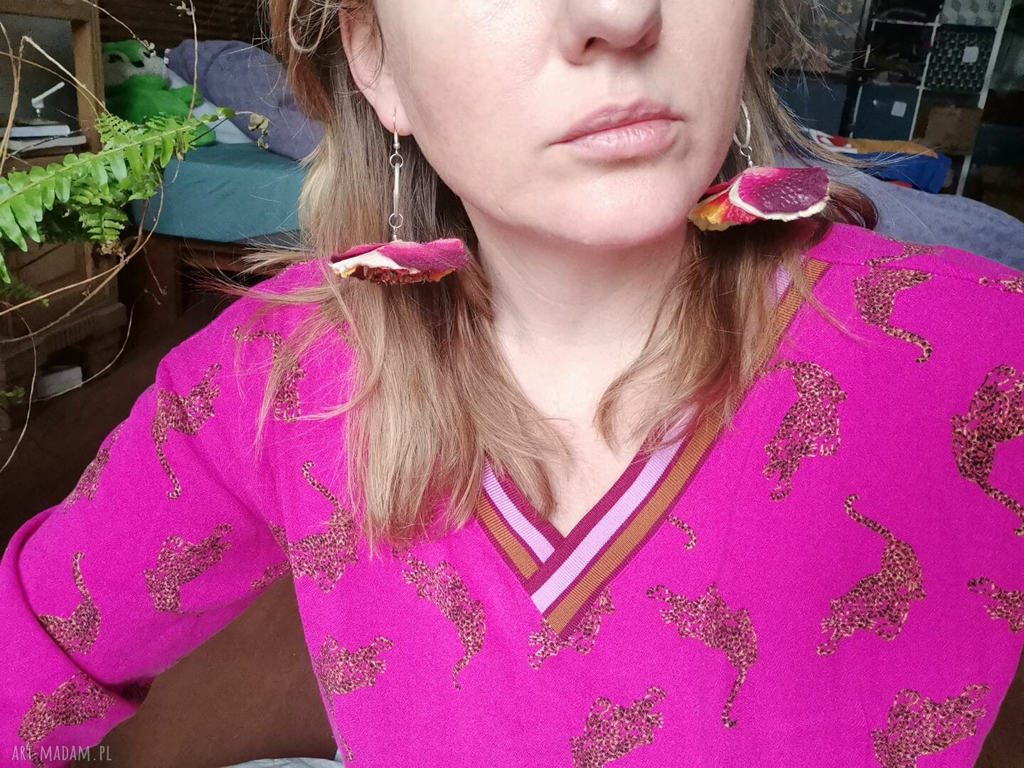 Kolczyki Kwiaty Lekkie Duże - Boho Folk w Stylu Ruda Klara