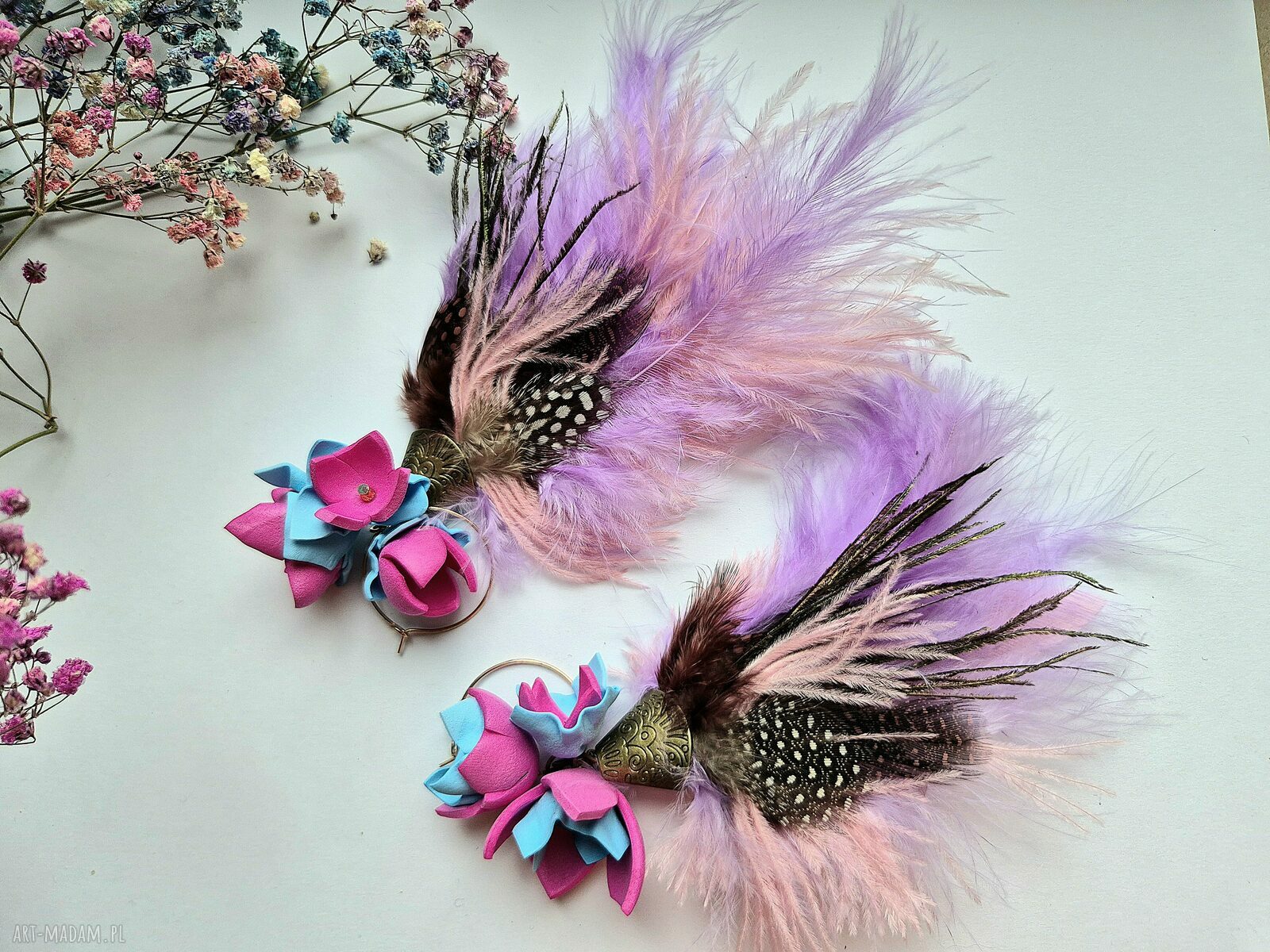 Kolczyki Kwiaty Leciutkie - folk boho od Rudej Klary