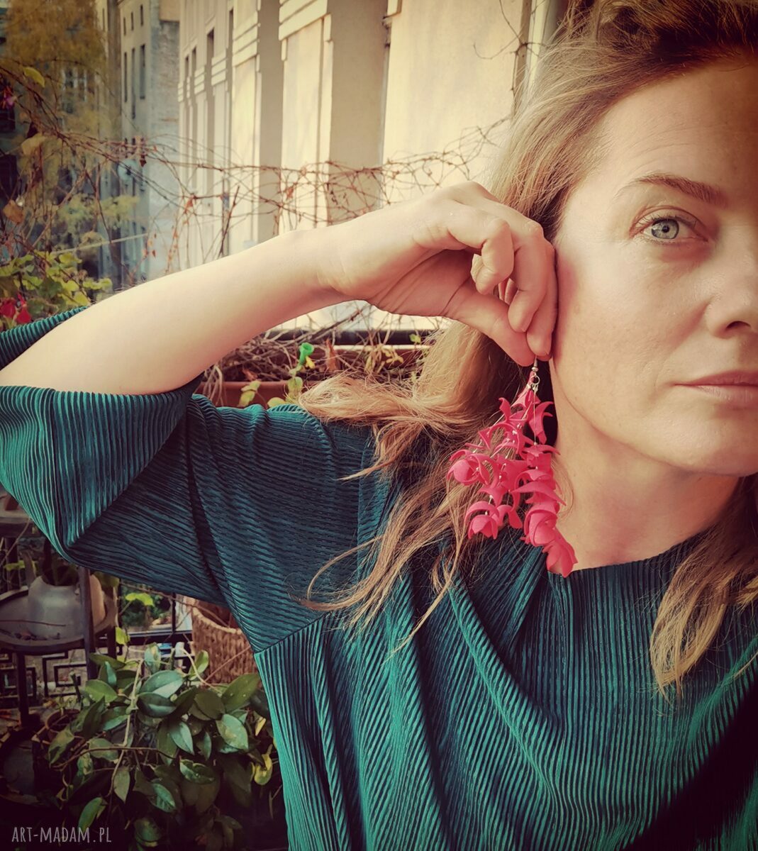 Duże, lekkie kolczyki kwiaty w stylu boho folk