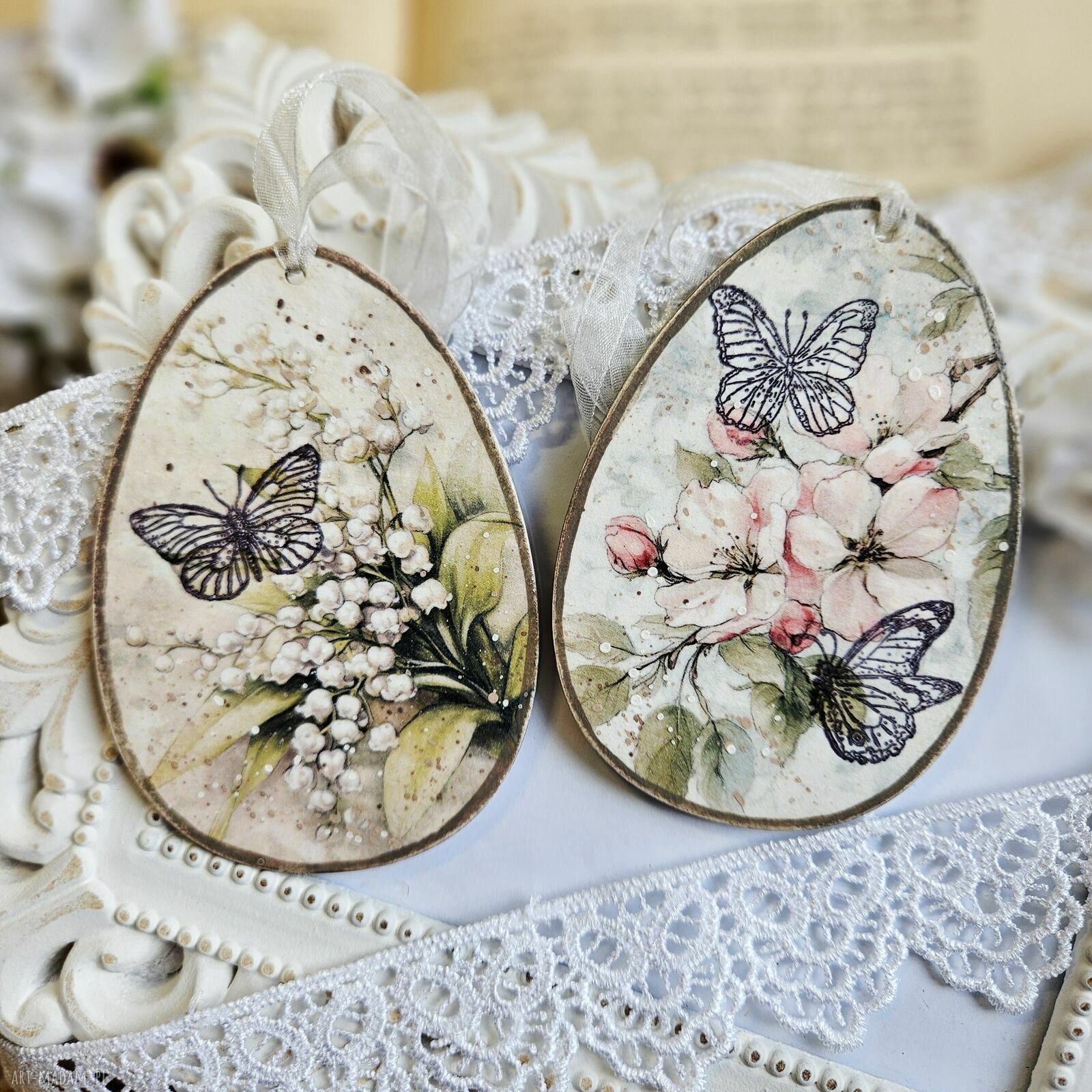 dekoracje wielkanocne: Jajka: dekoracje wiosenne wielkanocne decoupage Hand Made