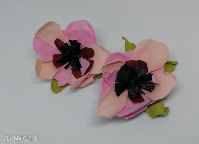 Lekkie klipsy handmade - kwiaty wiśni w stylu boho