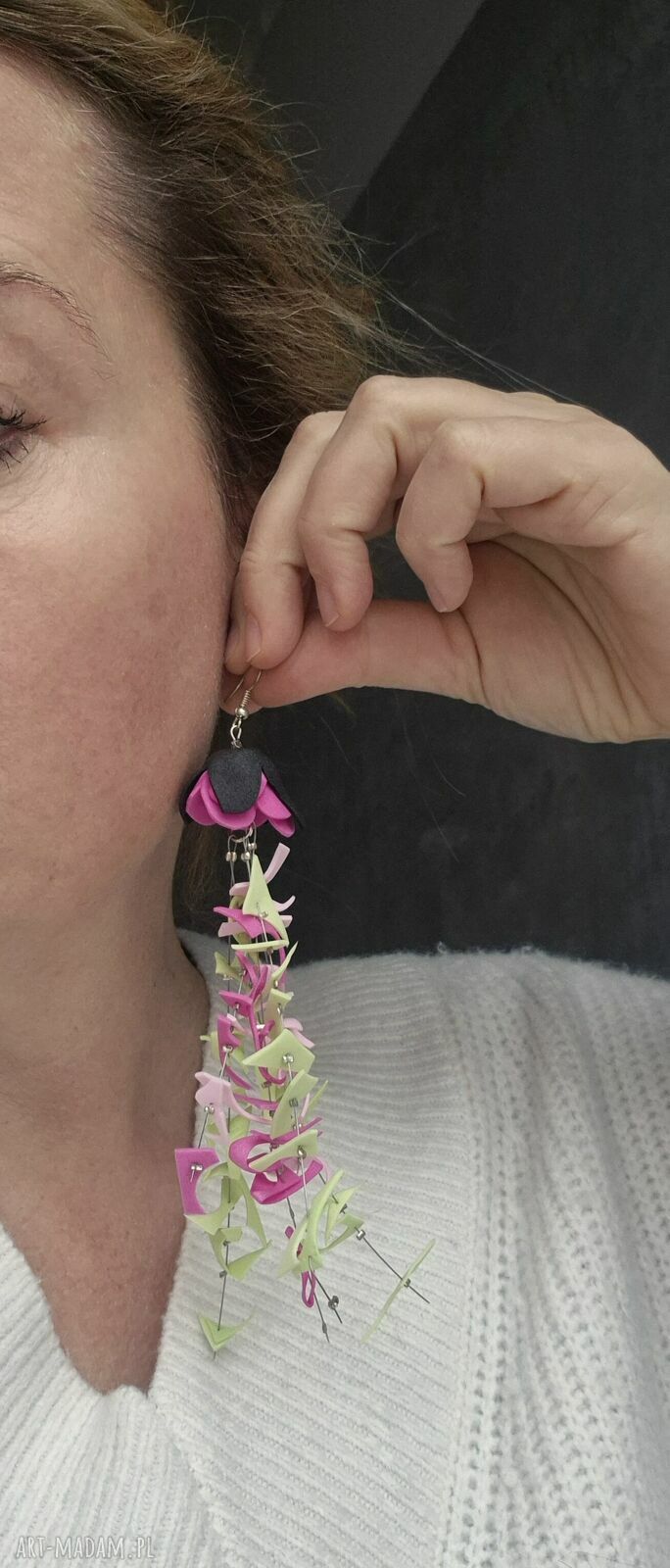 Kolczyki boho „Kwiaty” - kolorowe i lekkie, wykonane w pojedynczym egzemplarzu