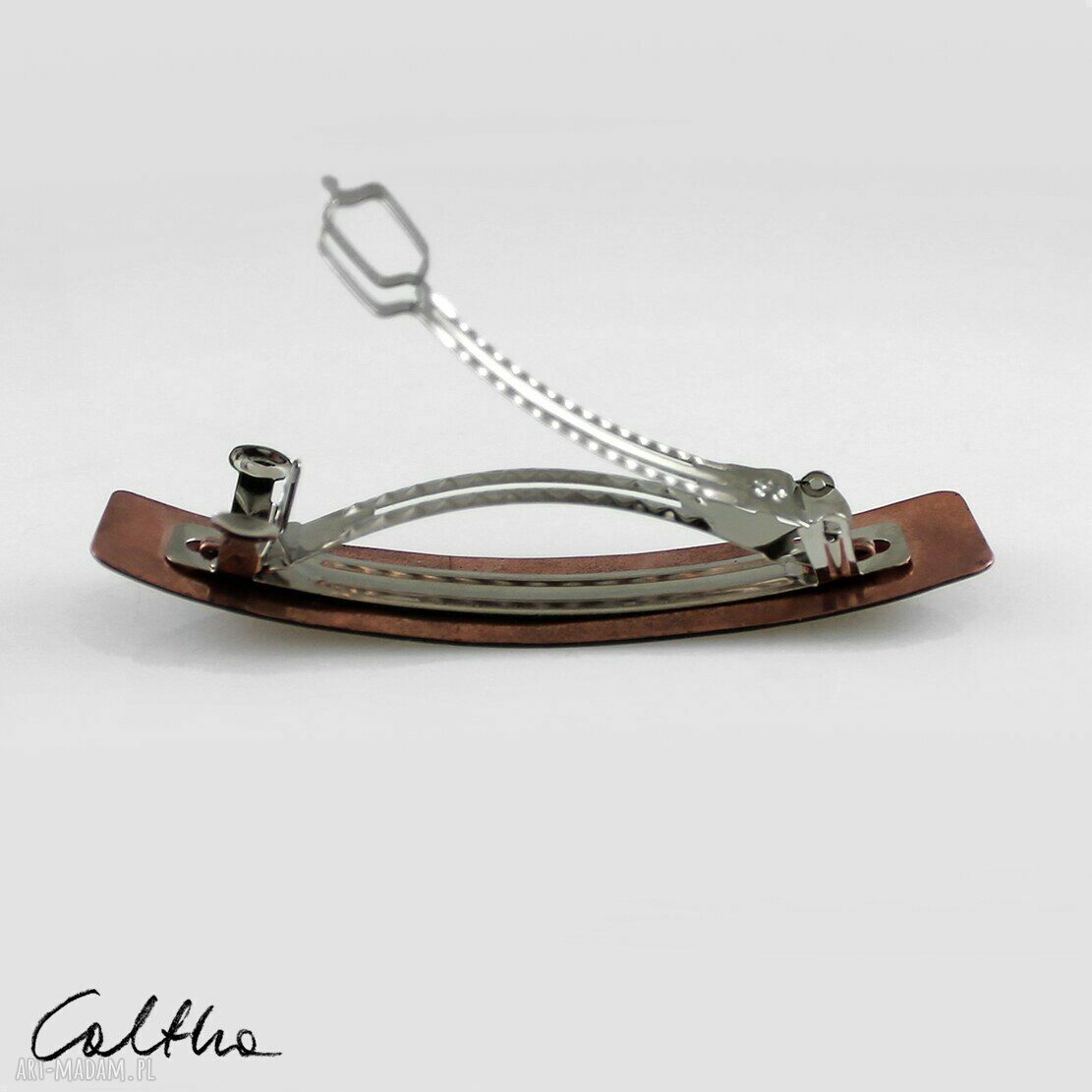 Kwiaty - miedziana klamra do włosów (OOAK)