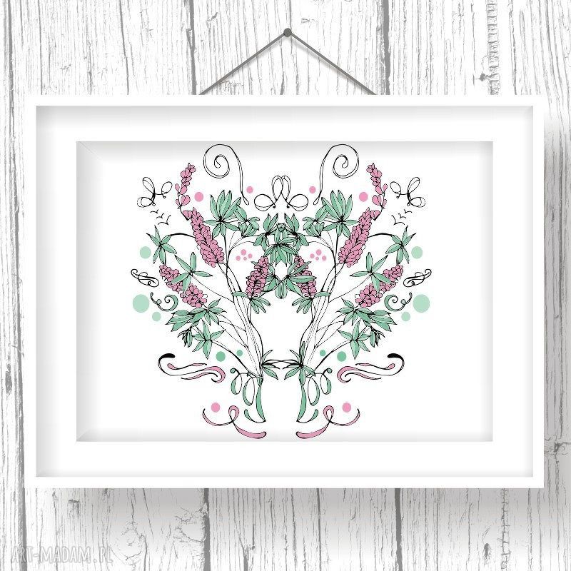 Kwiaty naszych łąk - Łubin 30x40 cm - obraz folk na ścianę