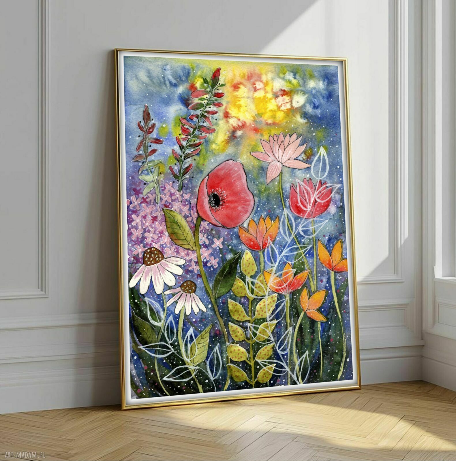 Kwiaty - plakat akwarelowy 50x70 cm na matowym papierze 230 g