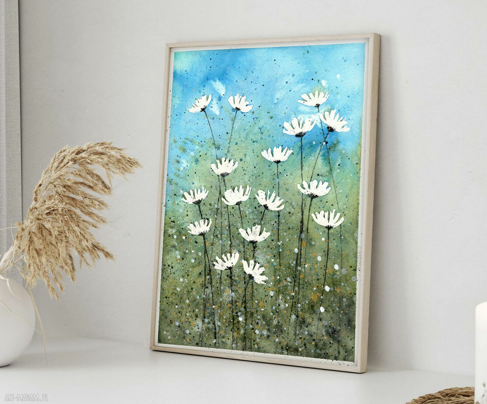 Kwiaty. Plakat 50x70 cm - autorska grafika z akwarelowym motywem
