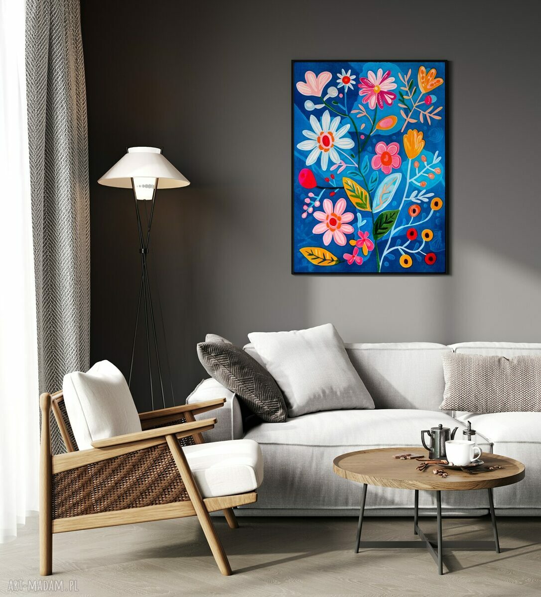 Plakat Kwiaty ilustracja 50x70 cm - walentynki do salonu