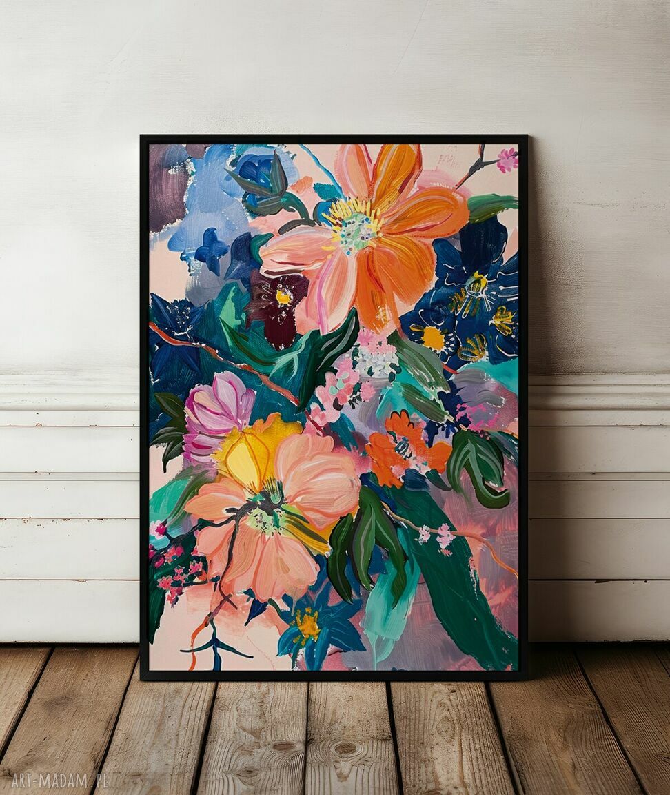 Plakat kwiaty abstrakcja w formacie A4