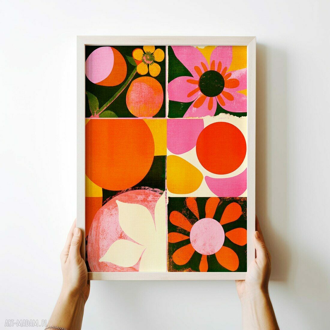 Plakat Kwiaty mix 30x40 cm - geometryczny wzór (bez ramy)