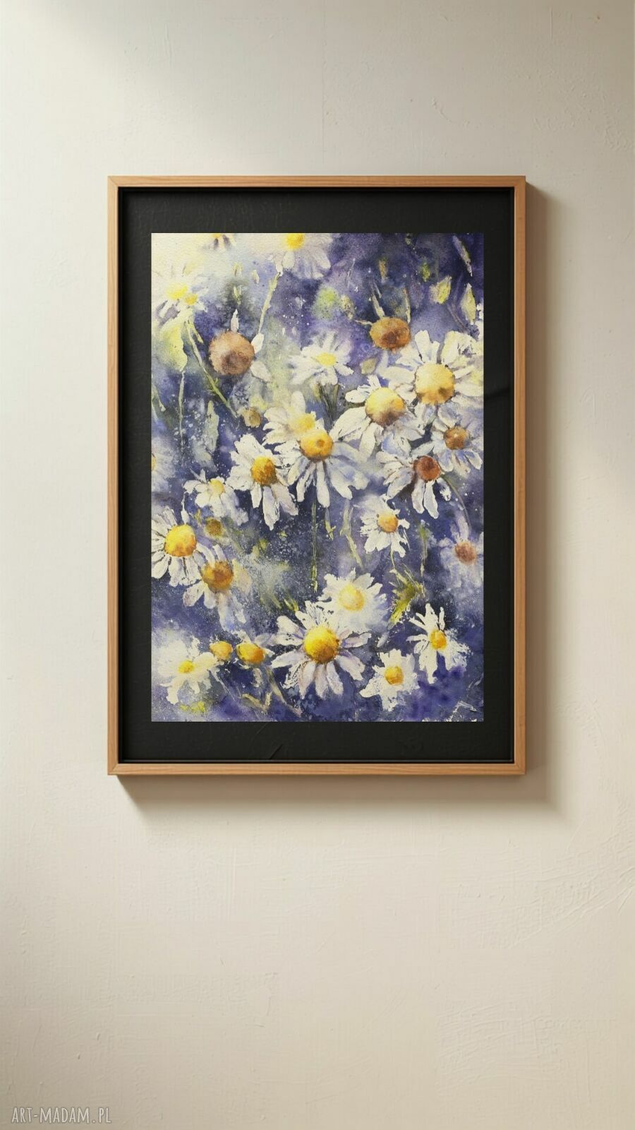 Kwiaty polne, rumianki - akwarelowy plakat 30x40 cm