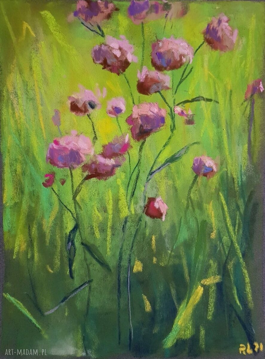 Kwiaty - ręcznie rysowane pastele suche 18 x 24 cm