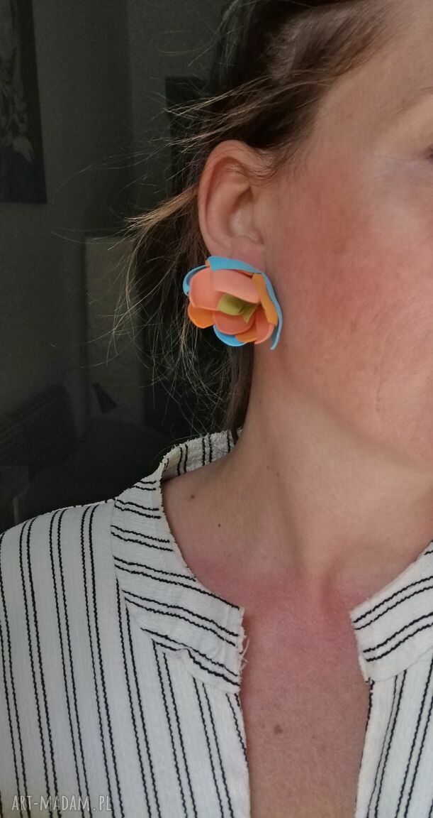 Kolczyki kwiaty wkrętki leciutkie od Ruda Klara - boho Frida