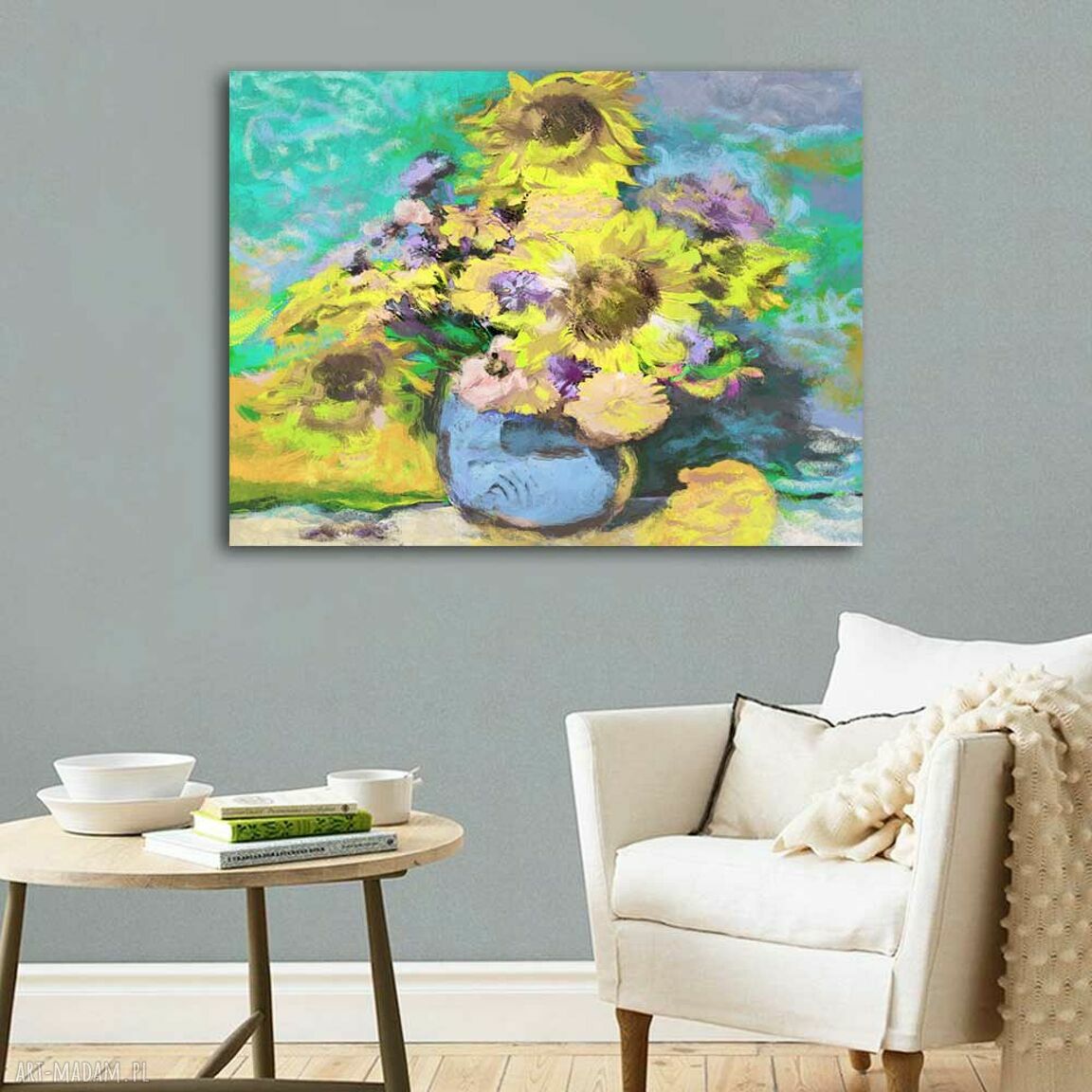 Kwiaty słoneczniki - obraz na płótnie 120x90 cm