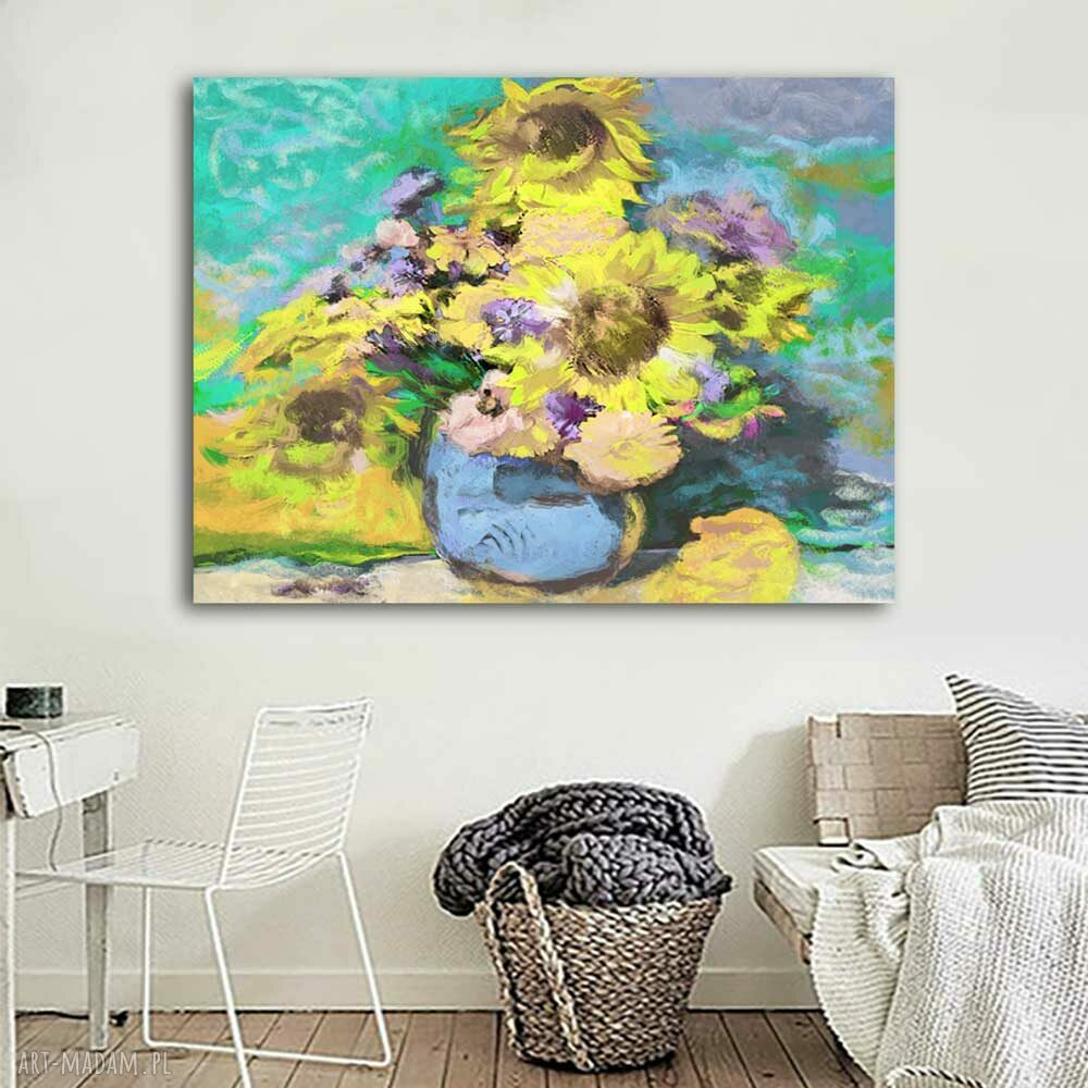 Kwiaty słoneczniki - obraz na płótnie 120x90 cm