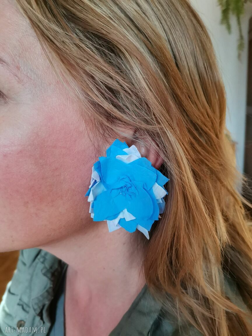 Klipsy Kwiaty Flamenco - lekkie, turkusowe i boho na każdą okazję