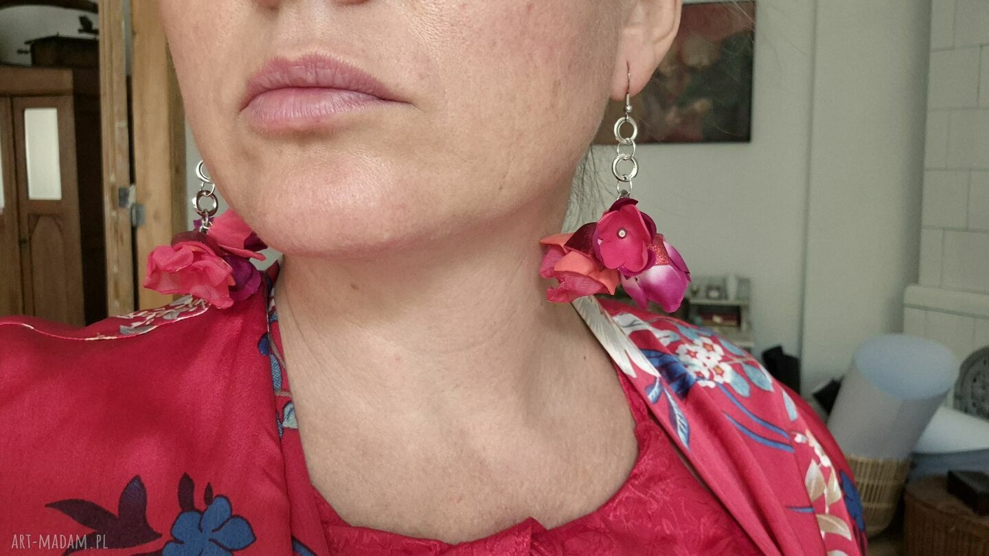 Kolczyki Kwiaty Lekkie Kolorowe Boho - Handmade