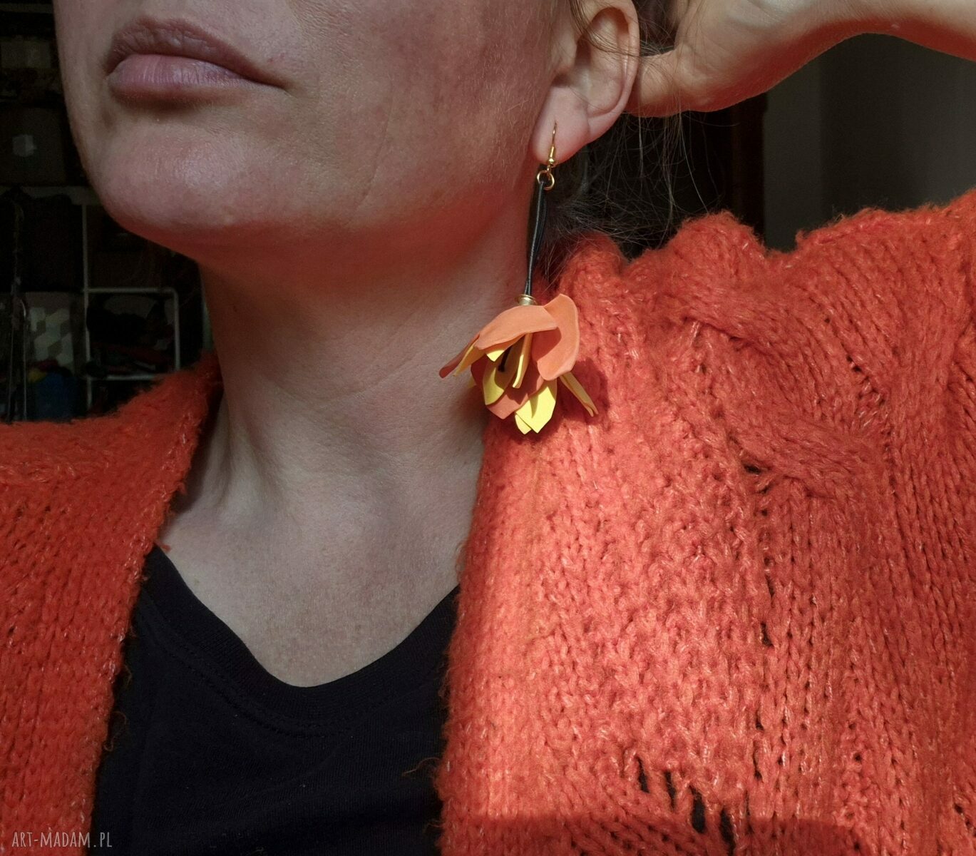 Kolczyki kwiaty leciutkie Boho Frida - tulipany Ruda Klara