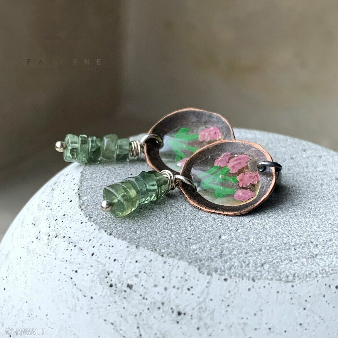 Kolczyki Kwiaty w Peridotach - sztyfty ze srebra 925