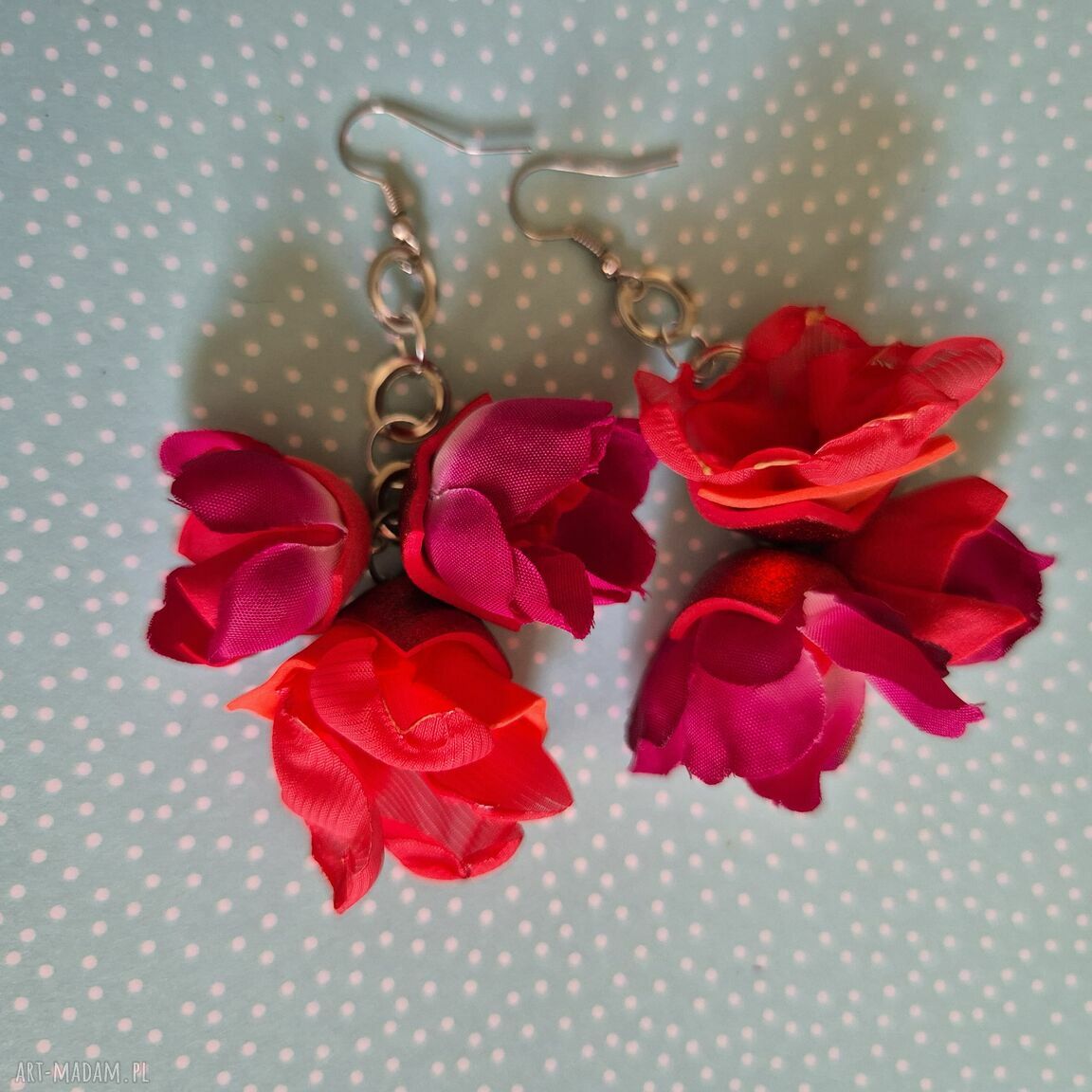 Kolczyki Kwiaty Lekkie Kolorowe Boho - Handmade