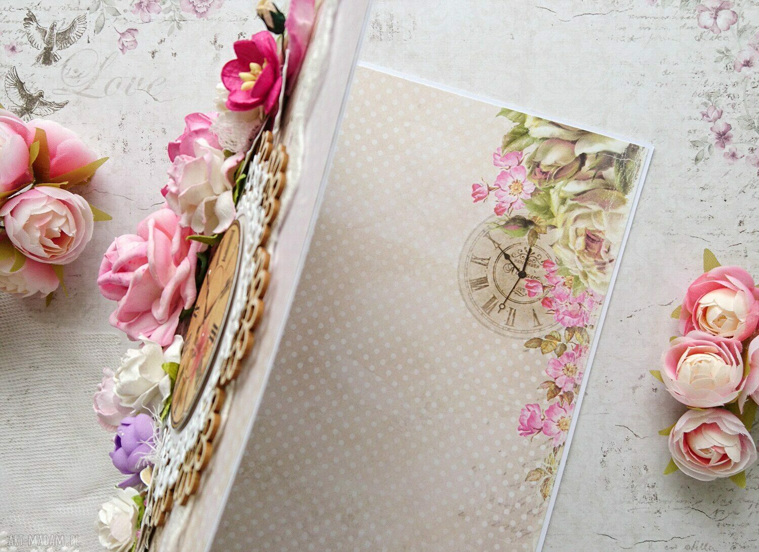 scrapbooking kartki: KWIECISTA KARTKA A5 W PUDEŁKU, OKOLICZNOŚCIOWA Autorskie