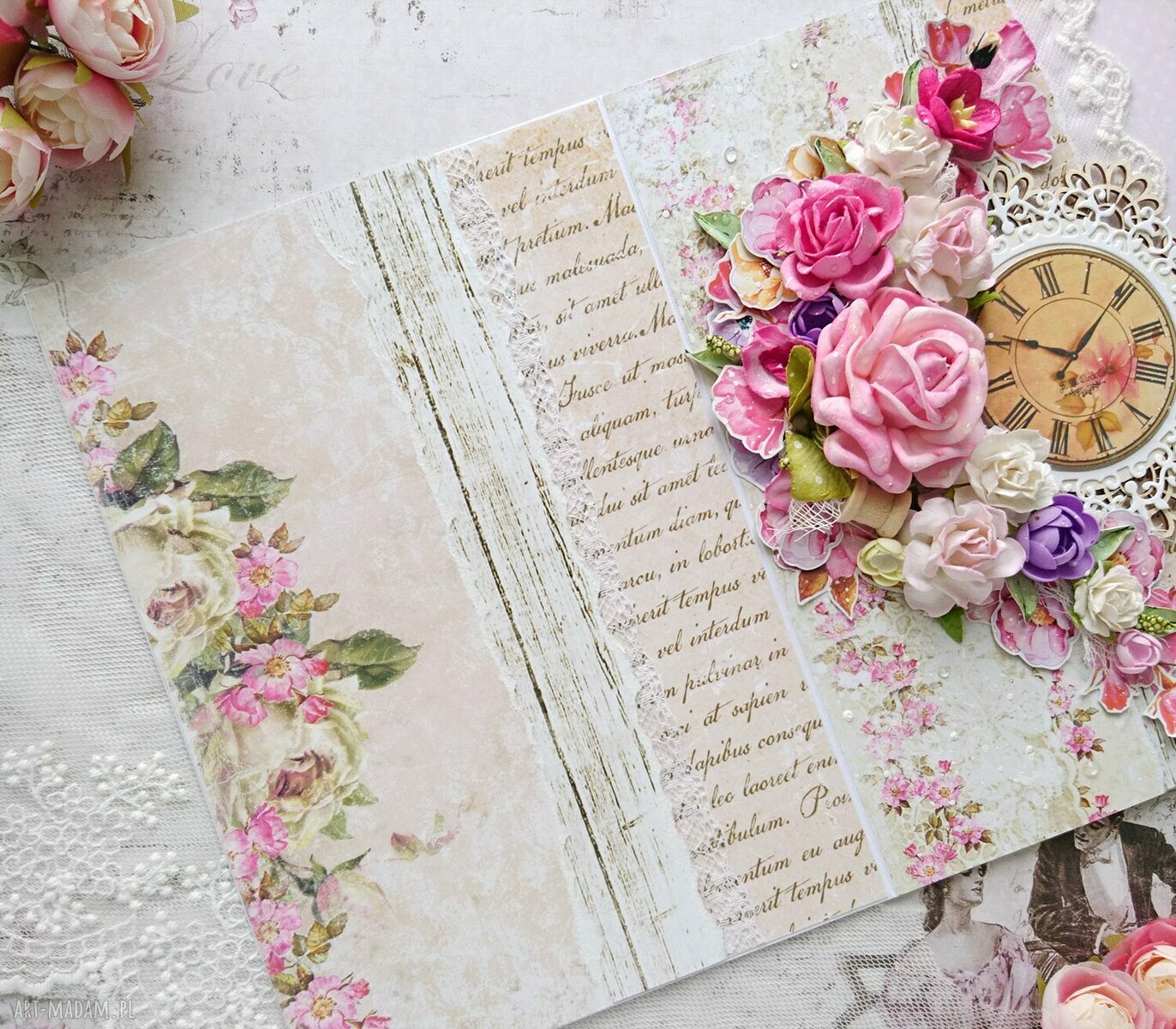 scrapbooking kartki: KWIECISTA KARTKA A5 W PUDEŁKU, OKOLICZNOŚCIOWA Autorskie