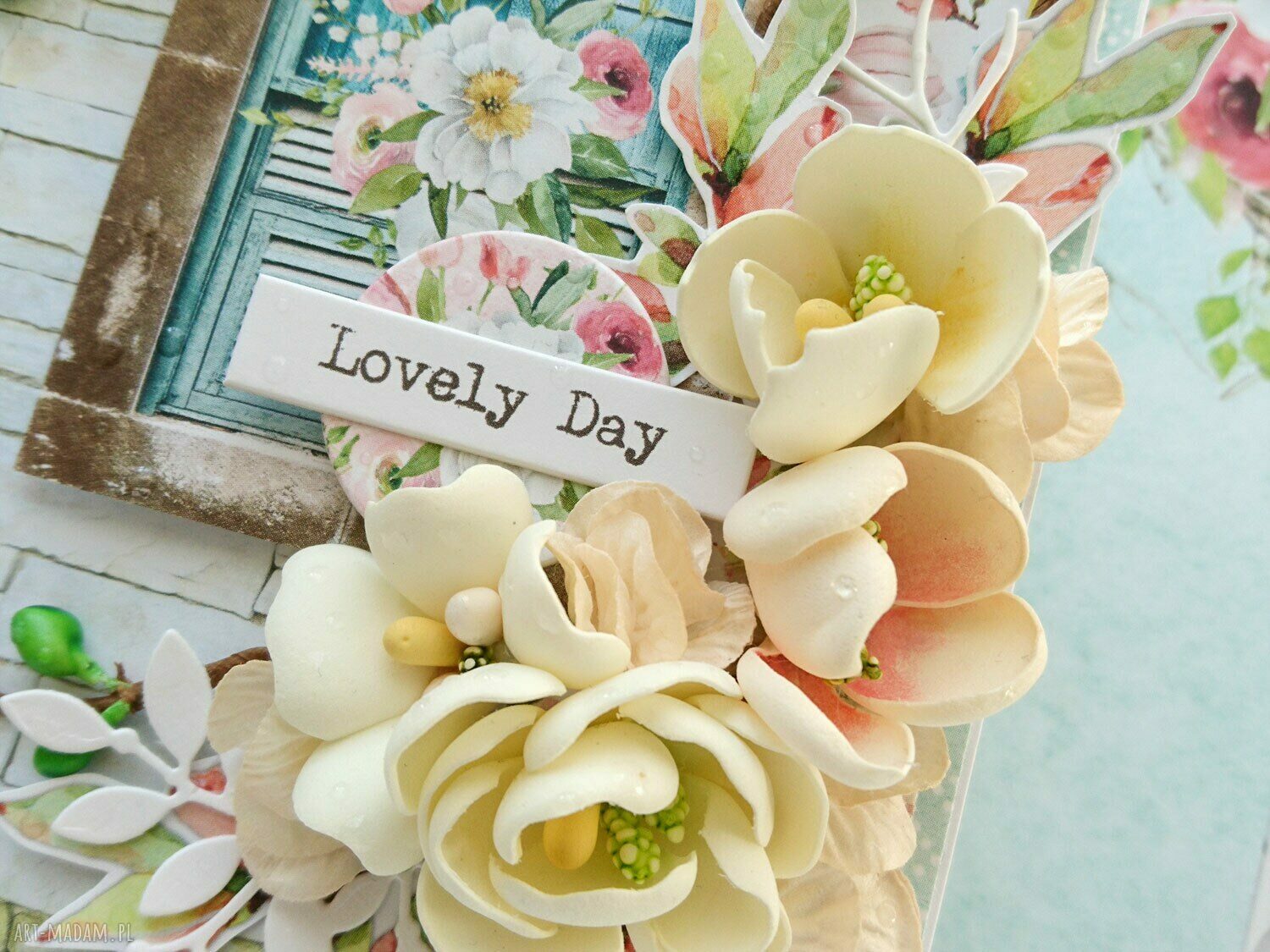 scrapbooking kartki: Kwiecista kartka Lovely Day Ręcznie wykonane