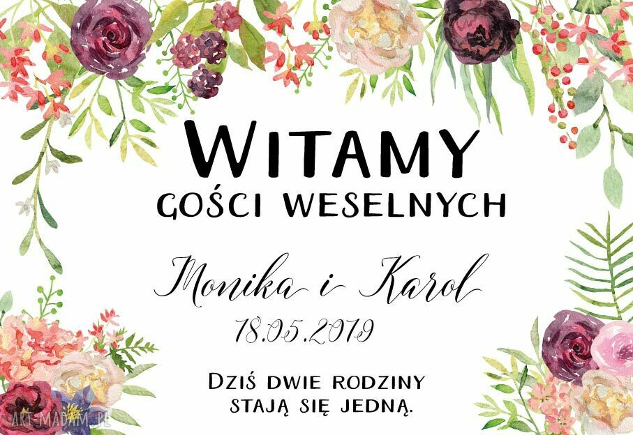 Kwiecisty obraz powitalny 55x80 cm