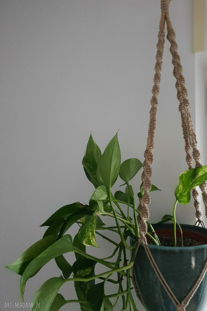 Kwietnik boho Cappuccino ręcznie pleciony upominek na prezent