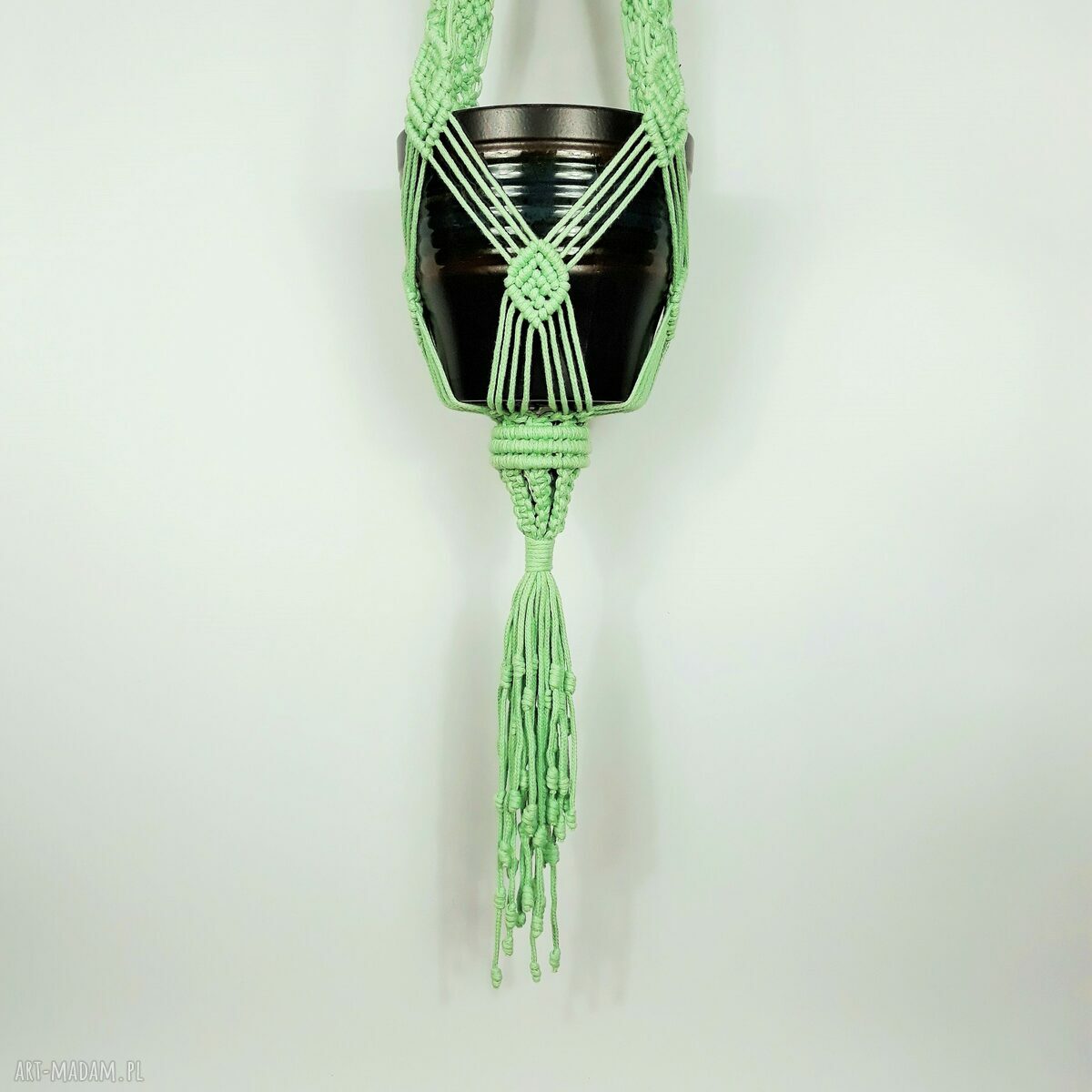 Kwietnik makrama „MIĘTA” boho - wiszący dekor na rośliny, 140 cm