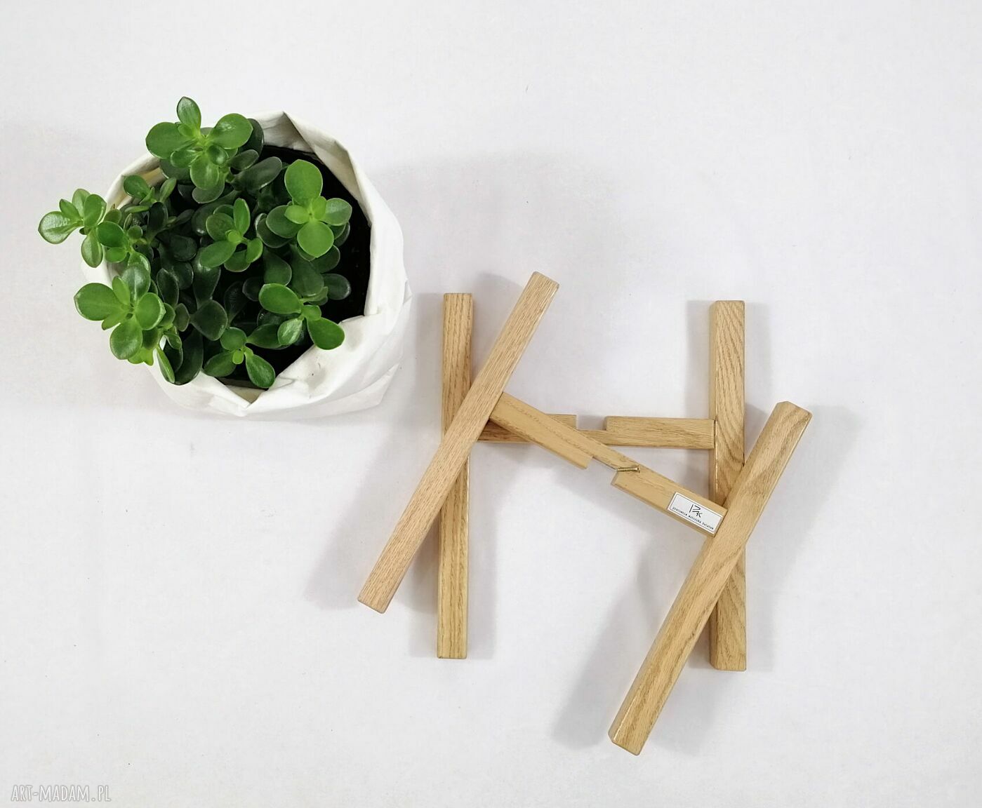 Nowoczesny kwietnik dębowy natural - do donic max 20 cm i 30 cm wysokości