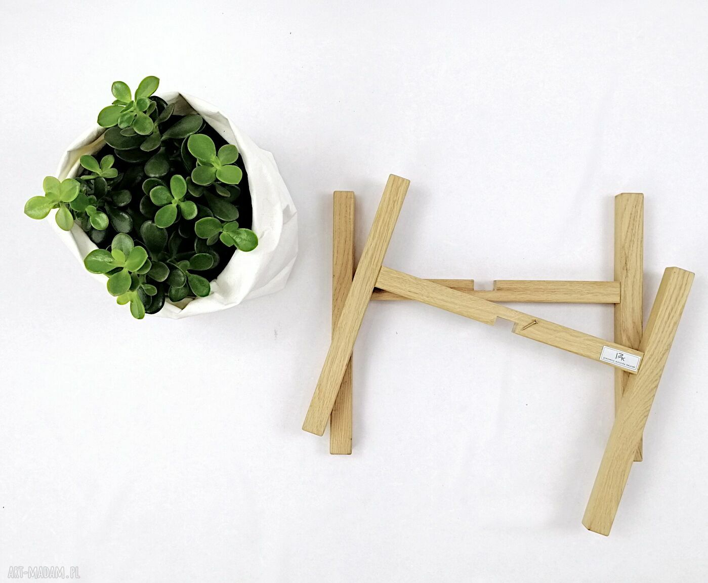 Kwietnik - stojak na kwiaty z litego dębu natural do donic max 25 cm (h30)