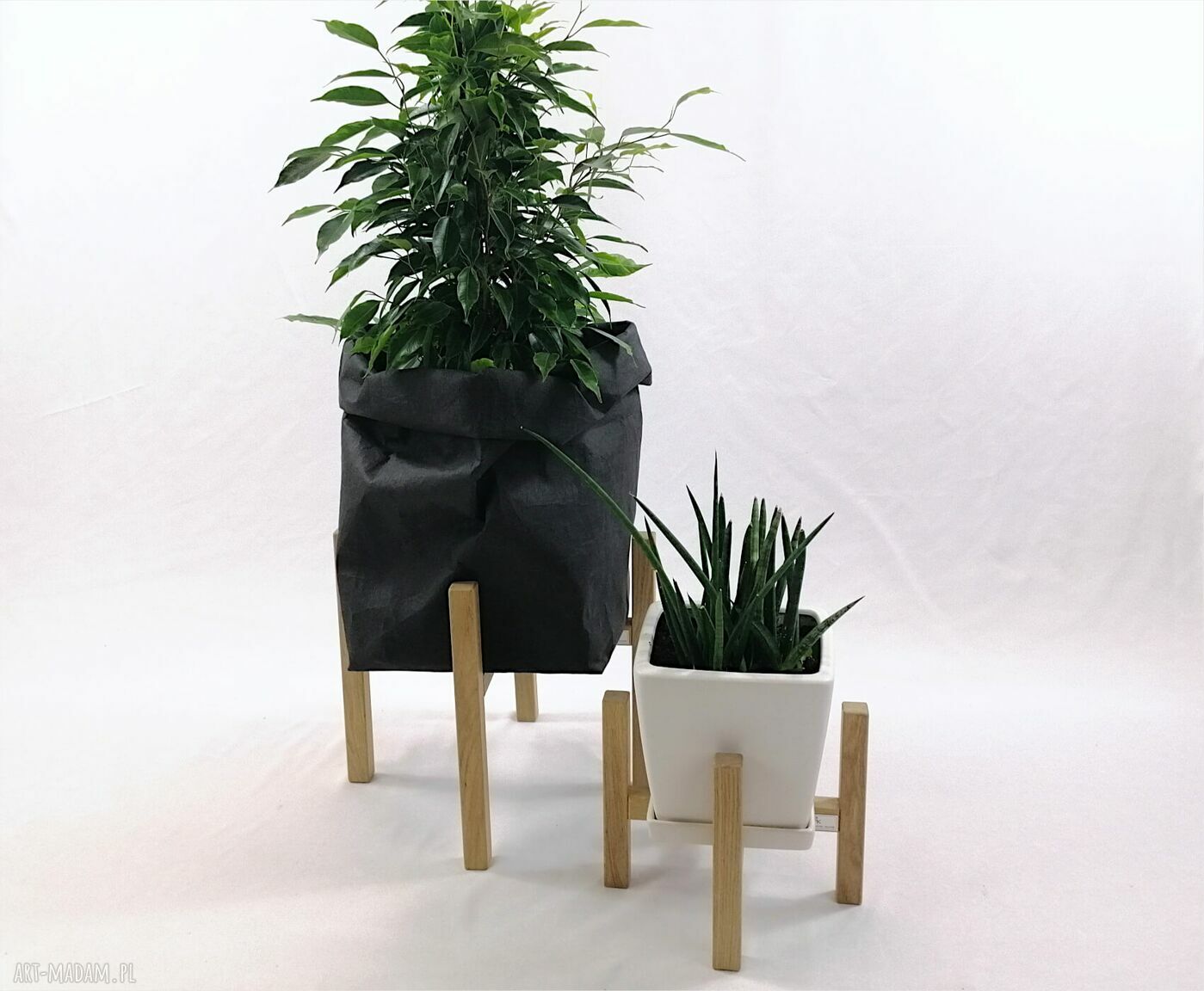 Kwietnik - stojak na kwiaty z litego dębu natural do donic max 25 cm (h30)