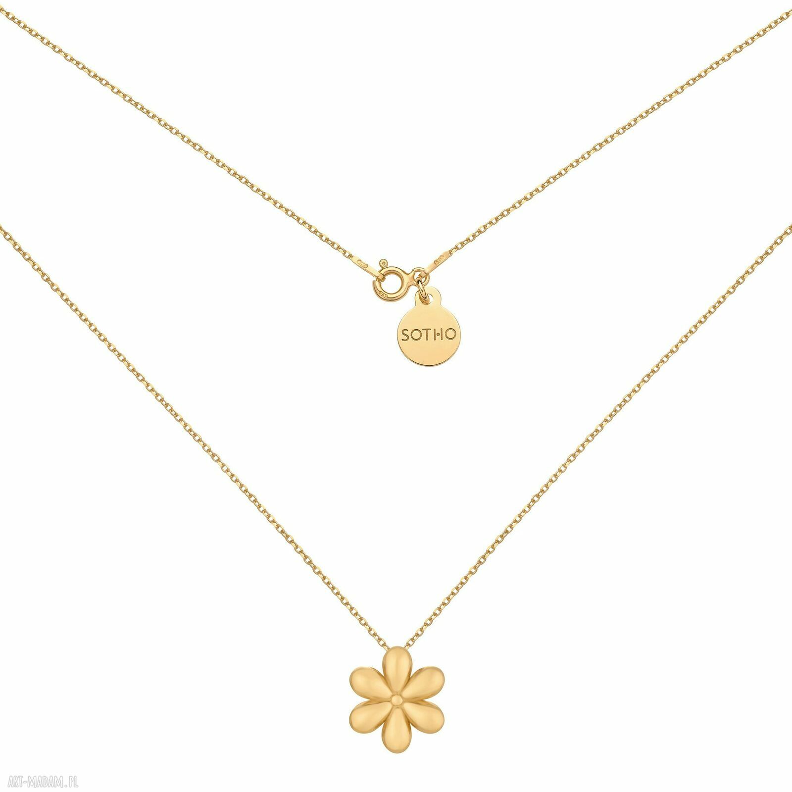 Złoty naszyjnik kwiatem pozłacane kwiat kwietuszek delikatny