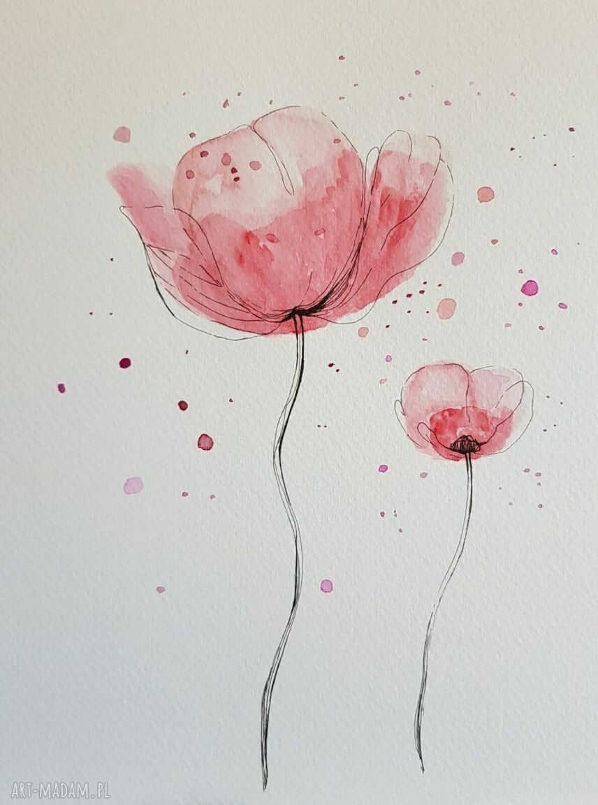Kwity - dwie akwarele z kwiatami, komplet 18x24 cm (Paulina Lebida)