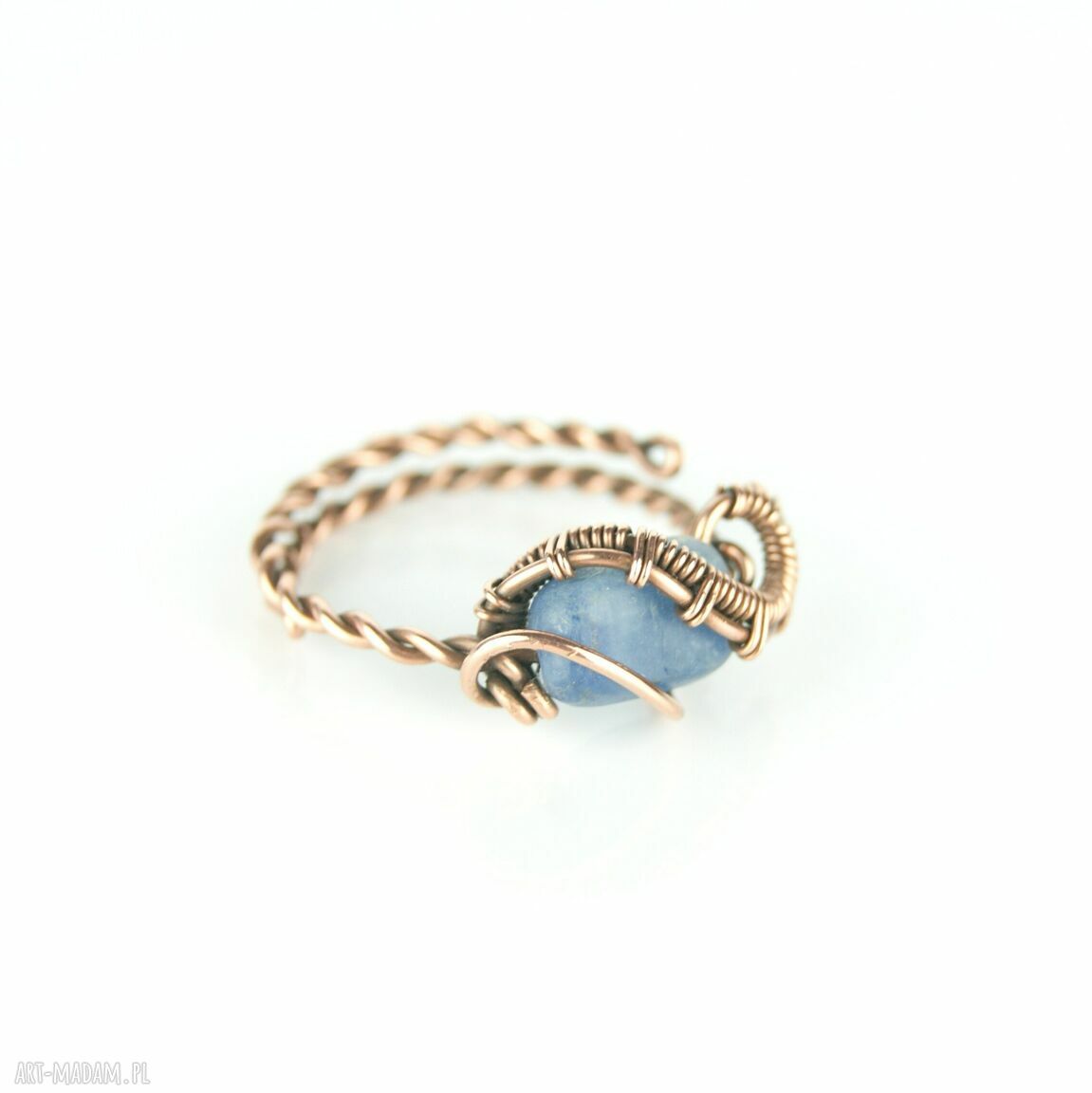 Regulowany pierścionek z kyanitem i miedzi - wire wrapping