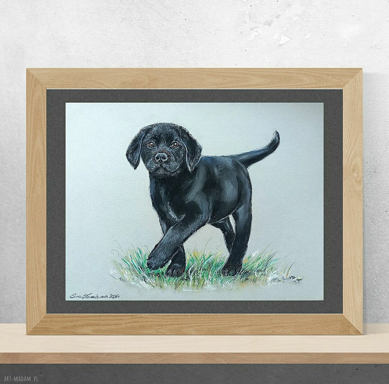 Labrador w pastelach - ręcznie wykonany obraz 24x32 cm