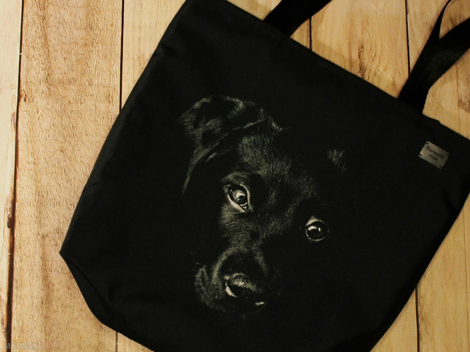 Handmade torba labrador na ramię - shopperka wodoodporna z zamkiem