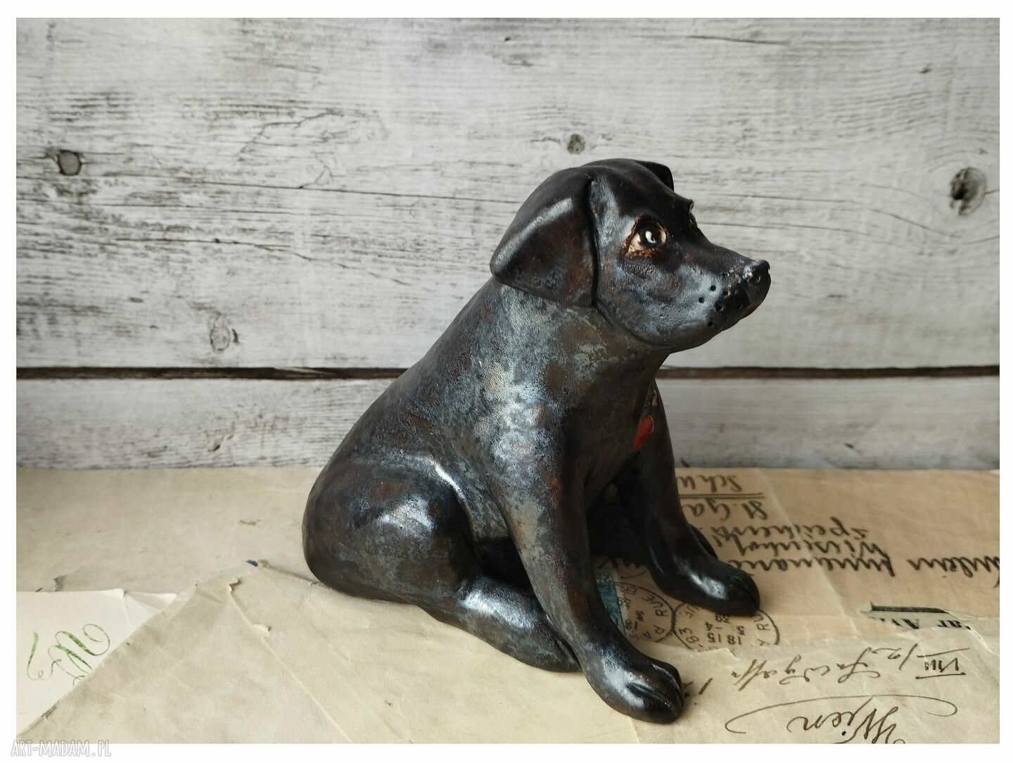 Labrador z sercem - ceramika handmade na prezent dla miłośniczki psów
