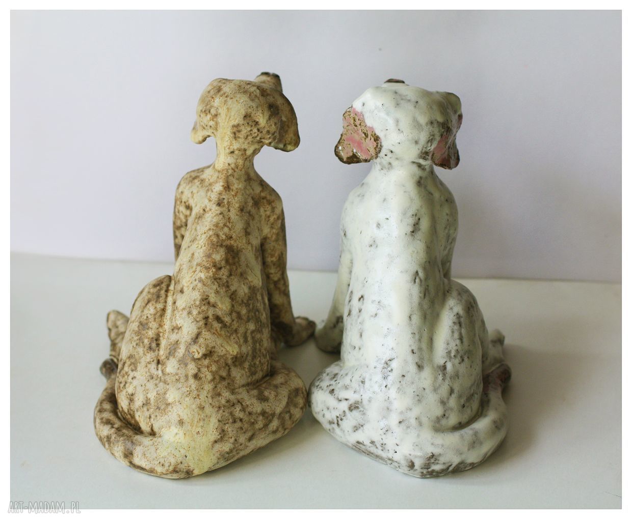 Labradory z imiennymi miseczkami na świeczki - ceramika handmade