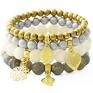 handmade bransoletki gray, cream & golden set