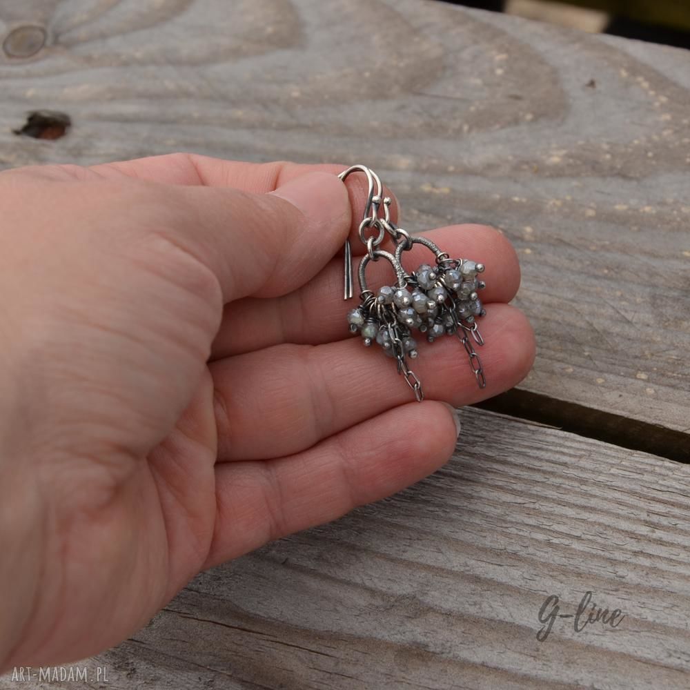 Labradoryt mistic. Srebrne kolczyki grona