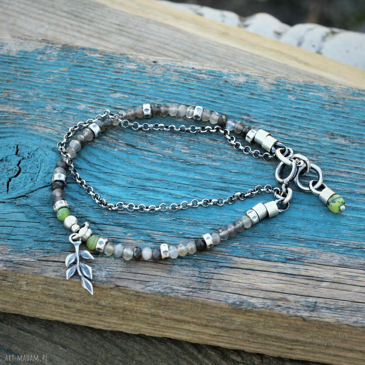 Bransoletka z labradorytem i jadeitem - handmade na co dzień