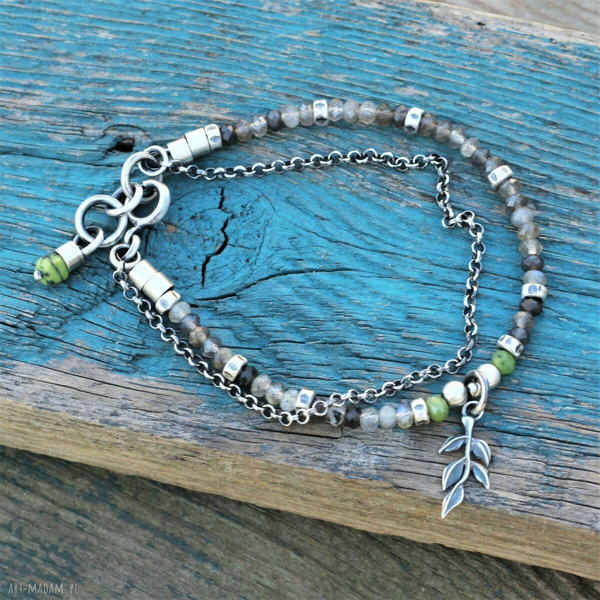 Bransoletka z labradorytem i jadeitem - handmade na co dzień