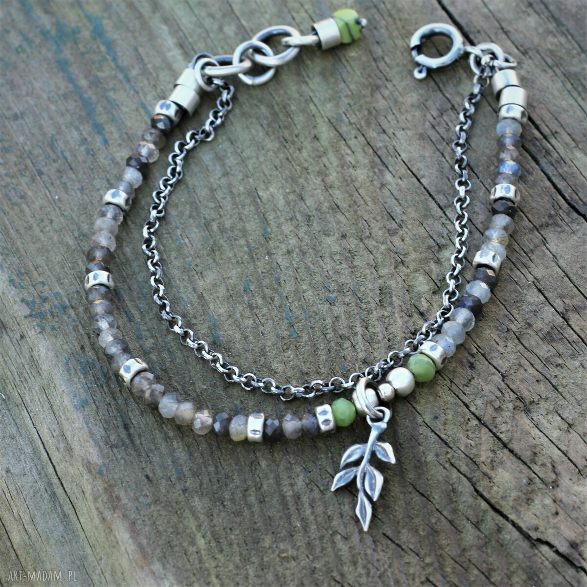 Bransoletka z labradorytem i jadeitem - handmade na co dzień