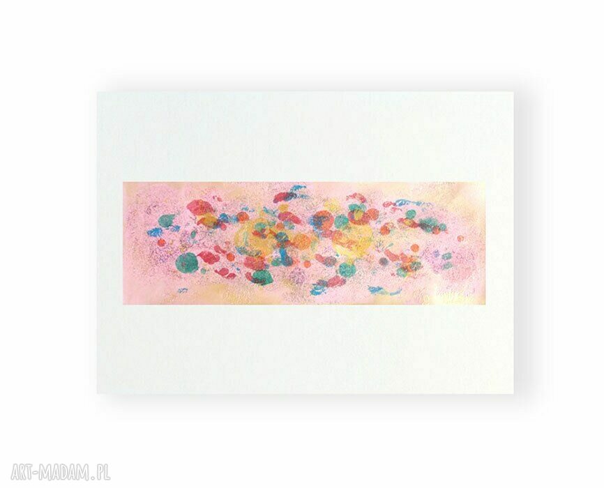 Ładna abstrakcja do sypialni - minimalizm malowany ręcznie 30x40 (róż i złoto) - bez ramy