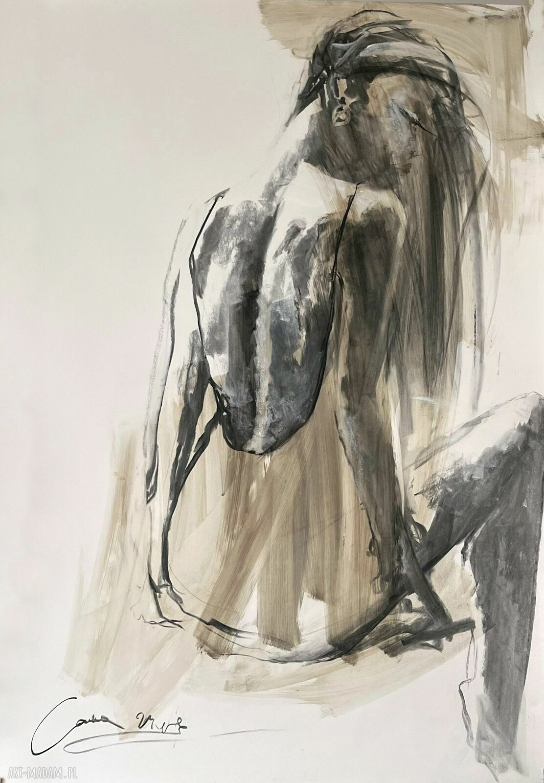 Lady 100x70 - czarno-biała grafika kobieca do salonu i sypialni